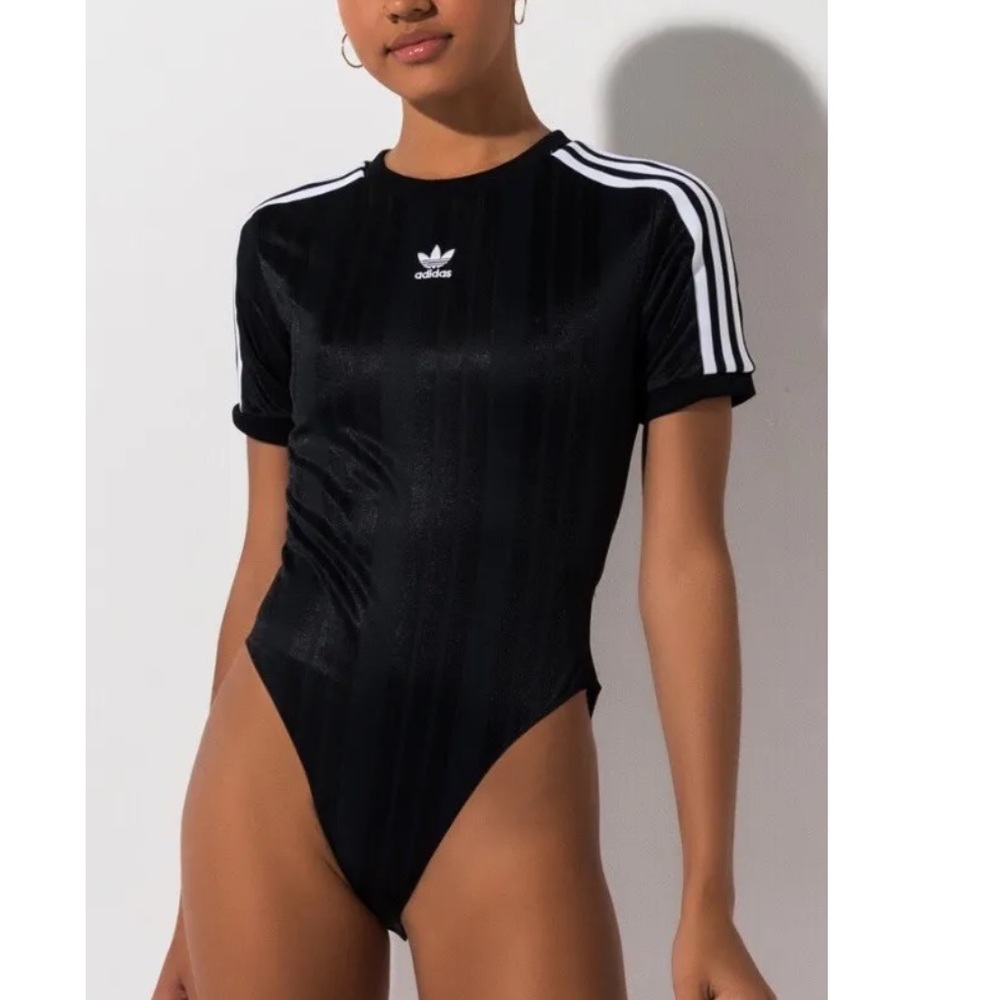 🖤 NEW Adidas Women's Body Suit Black DU8190 Stripes Black Size S or UK 8